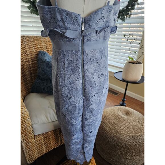 Bardot Vienna Lace Overlay Dress Dusty Blue Size 10 EUC - Picture 5 of 12